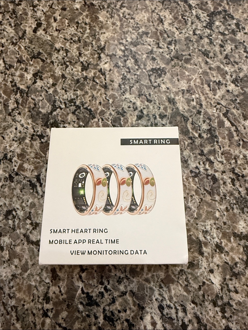 Smart Ring Heart Monitor Ring in White and Pink Floral